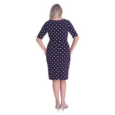 Women's Connected Apparel Polka-Dot Faux-Wrap Dress