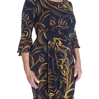 Women's Connected Apparel Bell Sleeve Faux-Wrap Dress