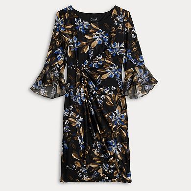 Women's Connected Apparel Bell Sleeve Faux-Wrap Dress