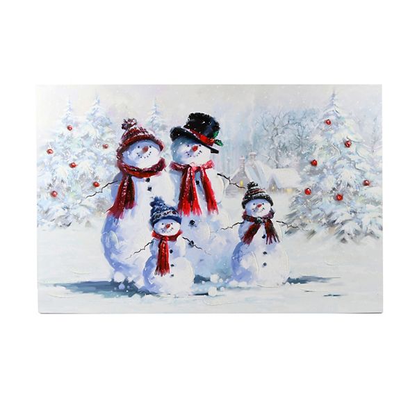 LED Light Up Snowman Canvas
