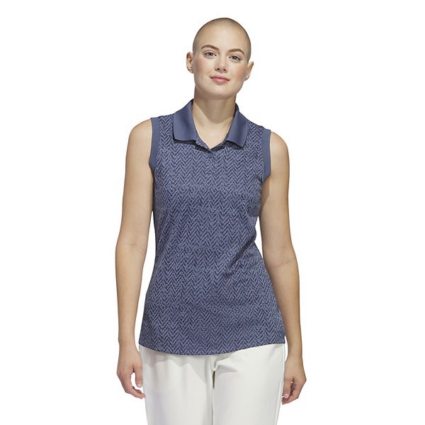 Women's adidas Ultimate365 Jacquard Sleeveless Polo Golf Shirt