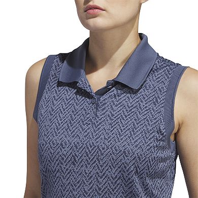 Women's adidas Ultimate365 Jacquard Sleeveless Polo Golf Shirt