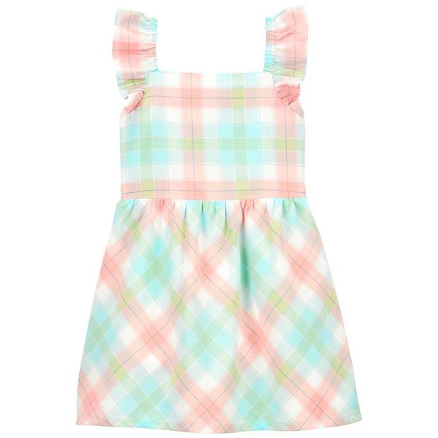 Petal Watercolor Gingham Flutter Skater Dress 2T - Girls dresses