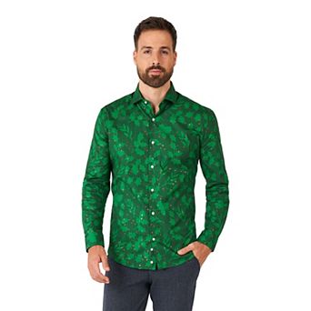 Men's OppoSuits Festivity Christmas Holly Button-Down Shirt