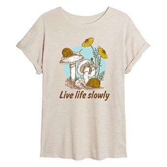 Juniors' Live Life Slowly Oversized Tee