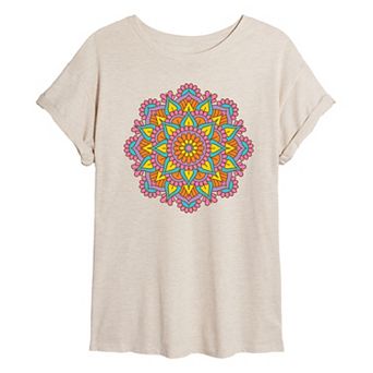 Juniors' Colorful Mandala Oversized Tee