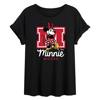 Disney's Minnie Mouse Juniors' Collegiate Oversized Tee