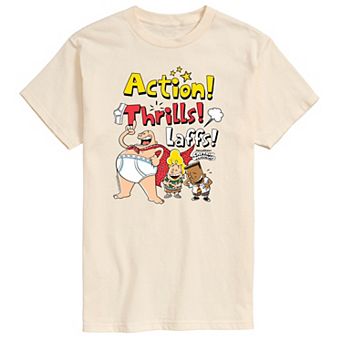 Men's Captain Underpants Action ThrilLong Sleeve Graphic Tee Tee