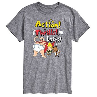 Men's Captain Underpants Action ThrilLong Sleeve Graphic Tee Tee