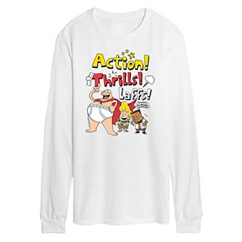 Men's Captain Underpants Action Thrill Long Sleeve Graphic Tee