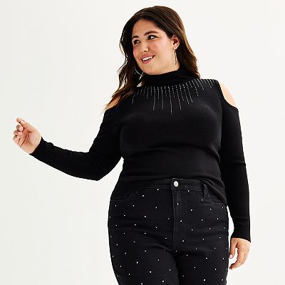 Cold shoulder mock neck sweater sale