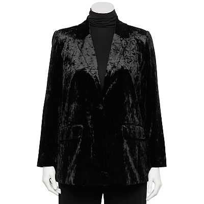 Plus Size INTEMPO™ Crushed Velvet Blazer