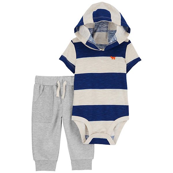 Baby Boy Carter's 2-Piece Striped Hooded Bodysuit and Pant Set