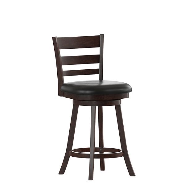 Taylor & Logan 38" Zayne Square Counter Height Barstool: Faux Leather, Swivel Seat, Wood Frame