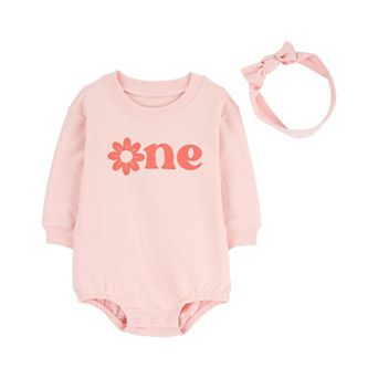 Baby Girl Carter's 2 pc Birthday Bubble Bodysuit & Headwrap Set