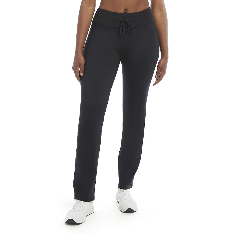 Danskin Women's Side Slit Flare Yoga Pant, Black Salt, Small
