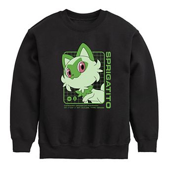Boys 8-20 Pokemon Sprigatito Stats Crew Fleece