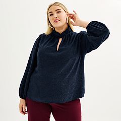 Plus Size Lands' End Serious Sweats Funnel Neck Top