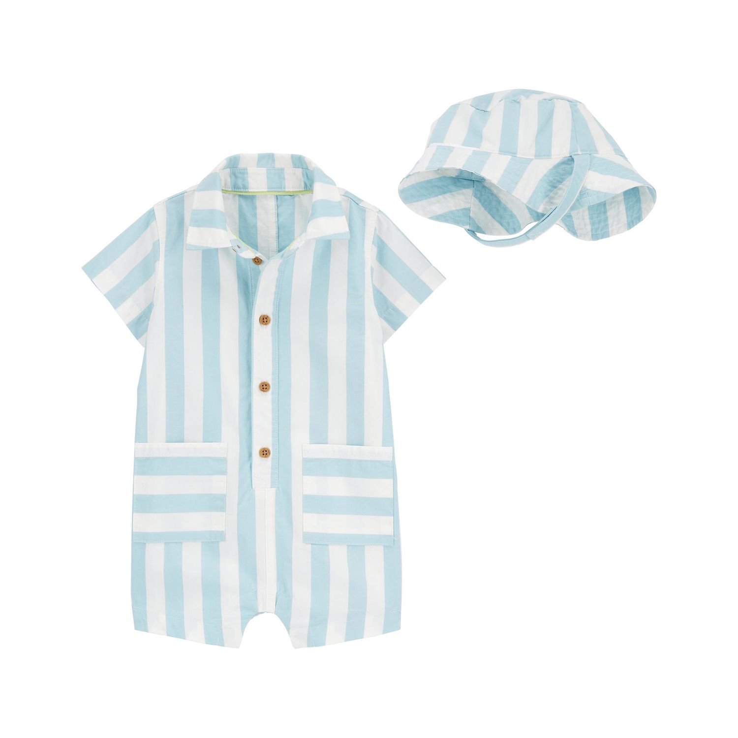 Carters - Baby Boy Shark Striped Snap-Up Cotton Romper