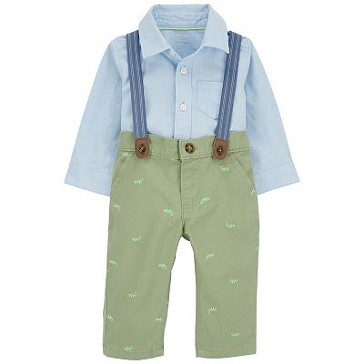 Baby Boy Carter's Button Down Collar Shirt Bodysuit, Suspenders