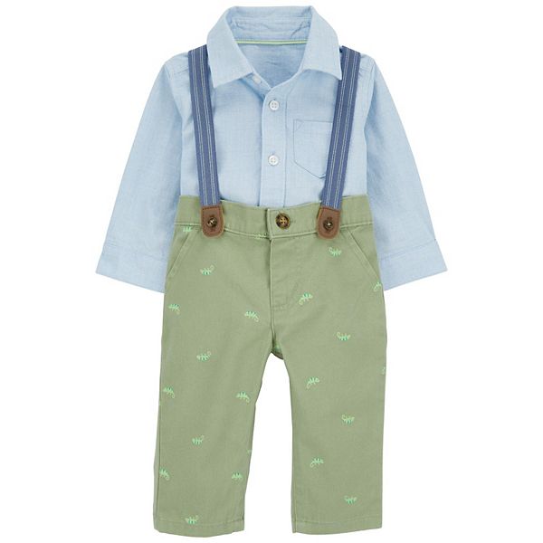 Baby Boy Carter's Button Down Collar Shirt Bodysuit, Suspenders & Pants Set