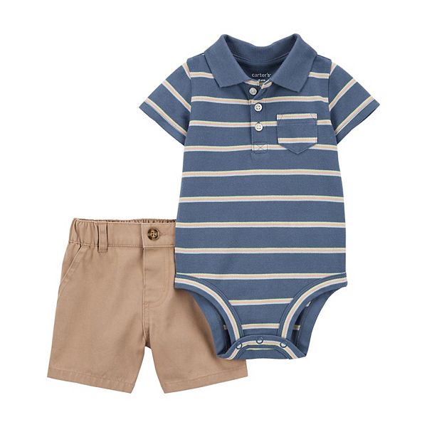 Baby Boy Carter's Striped Polo Bodysuit & Shorts Set