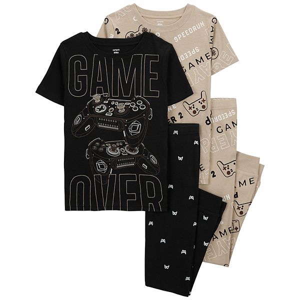 Boys 4 14 Carter s 4 Piece Allover Video Gamer Print Pajama Tops Pajama Pants Set