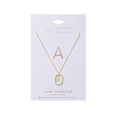 LC Lauren Conrad Gold Tone Crystal Initial Orbital Pendant Necklace