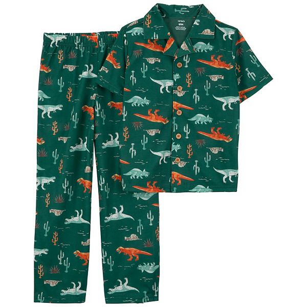 Boys 4-14 Carter's Dinosaur Print Collared Pajama Shirt & Pajama Pants Set