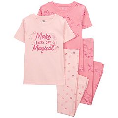 Summer Pajamas for Girls – Stripe & Glittering Heart PJS Pal Cute Jammies  Set Big Kids Size 6-16