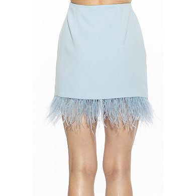 Women's ALEXIA ADMOR Flora Classic Mini Skirt With Feather Trim