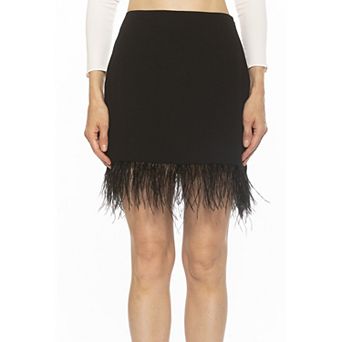 Women's ALEXIA ADMOR Flora Classic Mini Skirt With Feather Trim