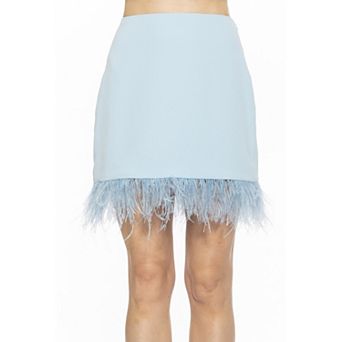 Women's ALEXIA ADMOR Flora Classic Mini Skirt With Feather Trim