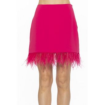 Women's ALEXIA ADMOR Flora Classic Mini Skirt With Feather Trim