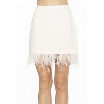 Women's ALEXIA ADMOR Flora Classic Mini Skirt With Feather Trim