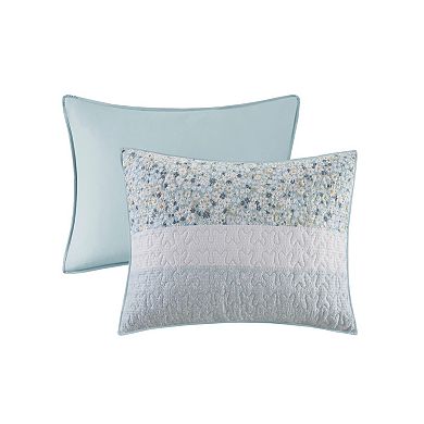 Madison Park Evian 4-Piece Seersucker Quilt Set with Throw Pillow