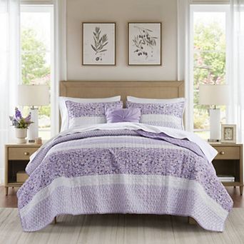 Madison Park Evian 4 pc Seersucker Quilt Set with Throw Pillow