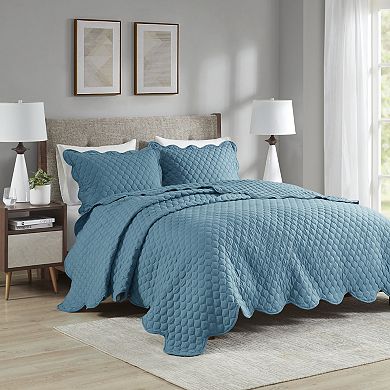 Madison Park Alva 3-Piece Scalloped Edge Quilt Set with Shams