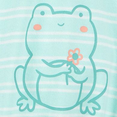 Baby Girl Carter's Striped Frog Cotton Romper