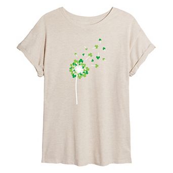 Juniors' Shamrock Dandelion Oversized Tee
