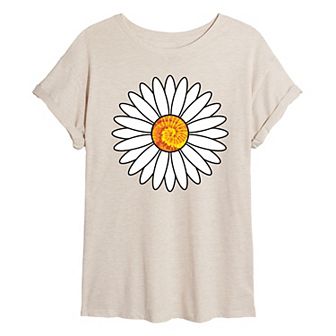 Juniors' Tie Dye Daisy Oversized Tee