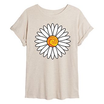 Juniors' Tie Dye Daisy Oversized Tee