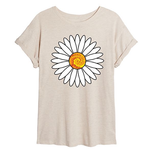 Juniors' Tie Dye Daisy Flowy Tee