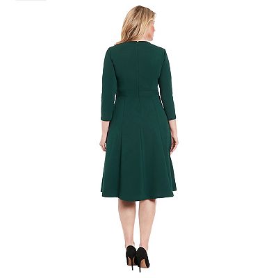 London Times Women's Tab-Waist Fit & Flare Dress - Navy - Size 12