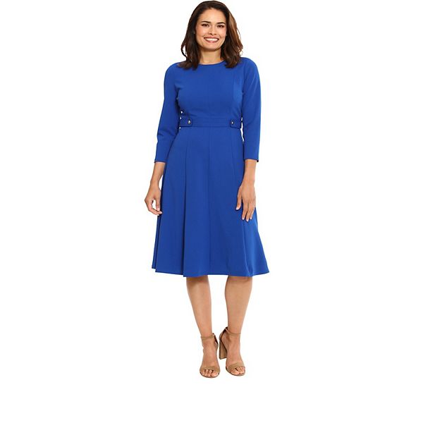 Women's London Times Side Tab Fit & Flare Dress - Blue (12)