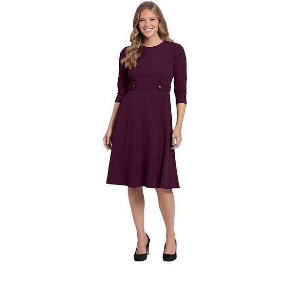 Women's London Times Side Tab Fit & Flare Dress - Plum (10)