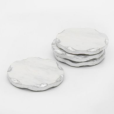 Godinger Silver Lavi Marble Metallic Finish Organic Edge Coaster Set