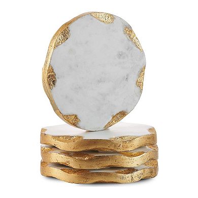 Godinger Silver Lavi Marble Metallic Finish Organic Edge Coaster Set