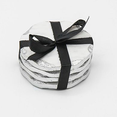 Godinger Silver Lavi Marble Metallic Finish Organic Edge Coaster Set