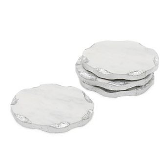 Godinger Silver Lavi Marble Metallic Finish Organic Edge Coaster Set